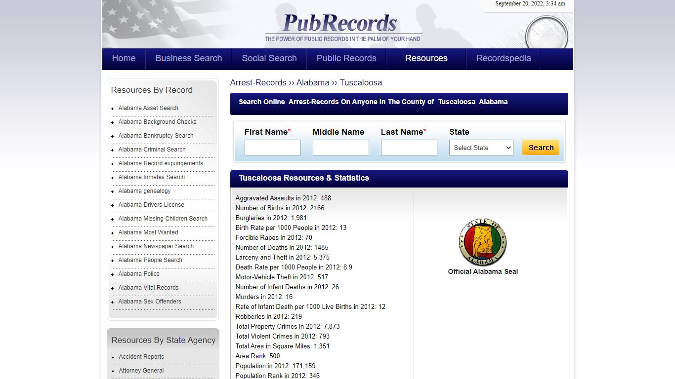 Tuscaloosa County, Alabama Arrest Records