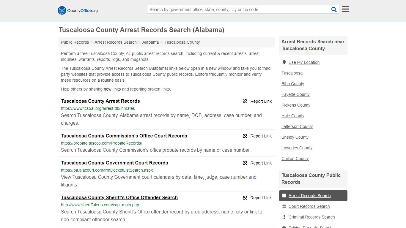 Tuscaloosa County Arrest Records Search (Alabama) - County Office