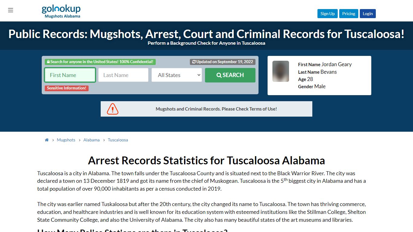 Mugshots Tuscaloosa, Arrest Records Tuscaloosa - GoLookUp